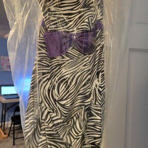 Jessica McClintock Zebra print strapless dress